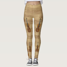 Stradivarius Violinen auf hölzernem Platten-Blick Leggings