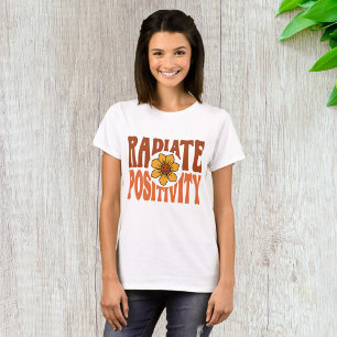 Strahle positive Retro-Blumen-Smiley T-Shirt