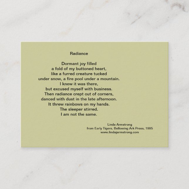 Strahlen-Poesie-Trading Card Visitenkarte (Vorderseite)