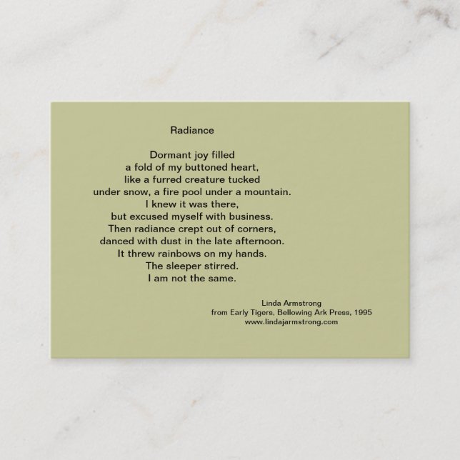 Strahlen-Poesie-Trading Card Visitenkarte (Vorderseite)