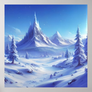 strahlend blauer Winterhintergrund mit tiefgefrore Poster