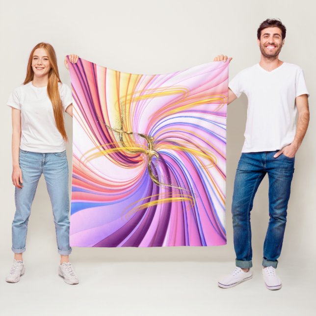 Strahlend Goldene Wirbel-Fliesblanke – Abstrakter  Fleecedecke (Beispiel)