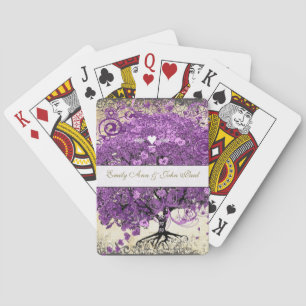 Strahlend lila romantisches Herzblatt Hochzeit Spielkarten