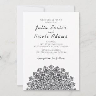 Strahlend Luftiger Halbmond-Mandala-Hochzeit Einladung