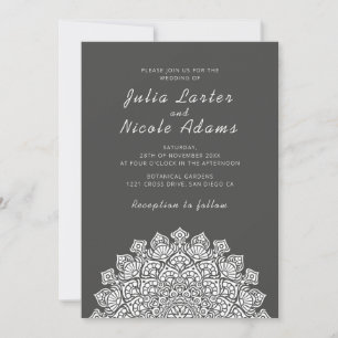 Strahlend Luftiger Halbmond-Mandala-Hochzeit Einladung