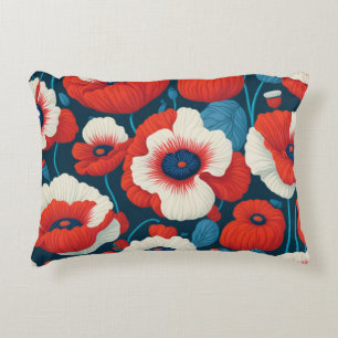 Strahlend rote Blumen & Mohn Dekokissen