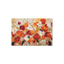 Strahlend rote und goldene florale abstrakte Wandk