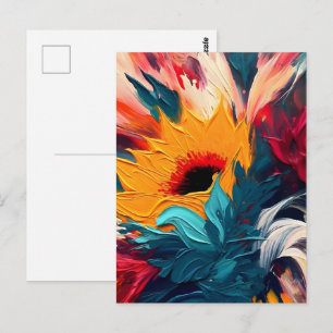 Strahlende Blüte – Kühner abstrakter floraler Ausd Postkarte