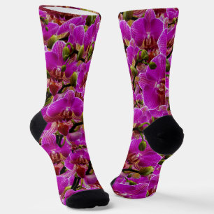 Strahlende Cluster: Die Magenta-Orchideen-Symphoni Socken