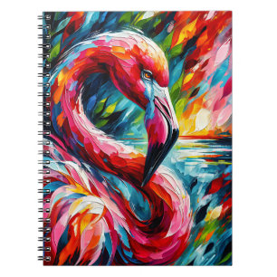 Strahlende Flamingo-Anmut –Bunte tropische Vogelku Notizblock