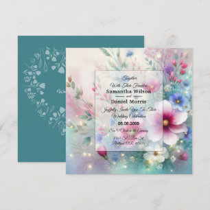 Strahlende funkelnde Frühlingsblüten Hochzeit Einladung