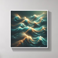 Strahlende Glühende Wellen - Moderne Teal- und Gol