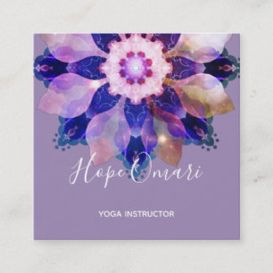 Strahlende Harmonie Leuchtendes Florales Mandala Quadratische Visitenkarte