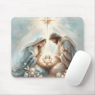 Strahlende Heilige Familie Weihnachtsszene Mousepad