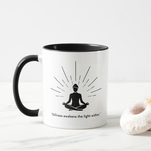 Strahlende Meditationssilhouette Tasse (Mit Donut)