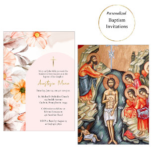 Strahlende Pastell-Frühlingsblumen Orthodoxe Taufe Einladung