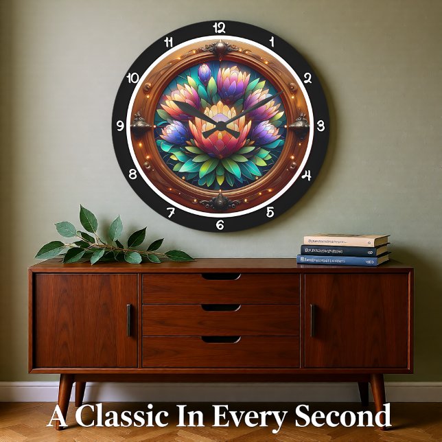 Strahlende Protea Buntglas Große Wanduhr (Von Creator hochgeladen)