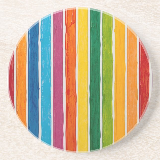 Strahlende Regenbogenstreifen  Getränkeuntersetzer (Vorne)