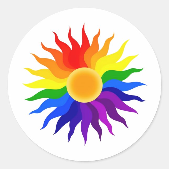 Strahlende Sonne – Pride-Kunst Runder Aufkleber (Vorderseite)