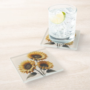 Strahlende Sonnenblume Glasuntersetzer