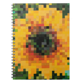 Strahlende Sonnenblume in Pixel-Art Notizblock
