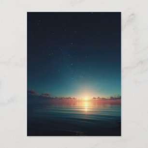 Strahlende Sternennacht Ozean Sonnenaufgang Postkarte