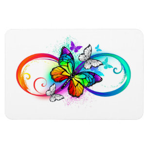 Strahlende Unendlichkeit mit Regenbogen-Schmetterl Magnet