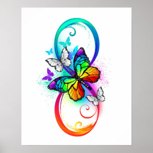 Strahlende Unendlichkeit mit Regenbogen-Schmetterl Poster
