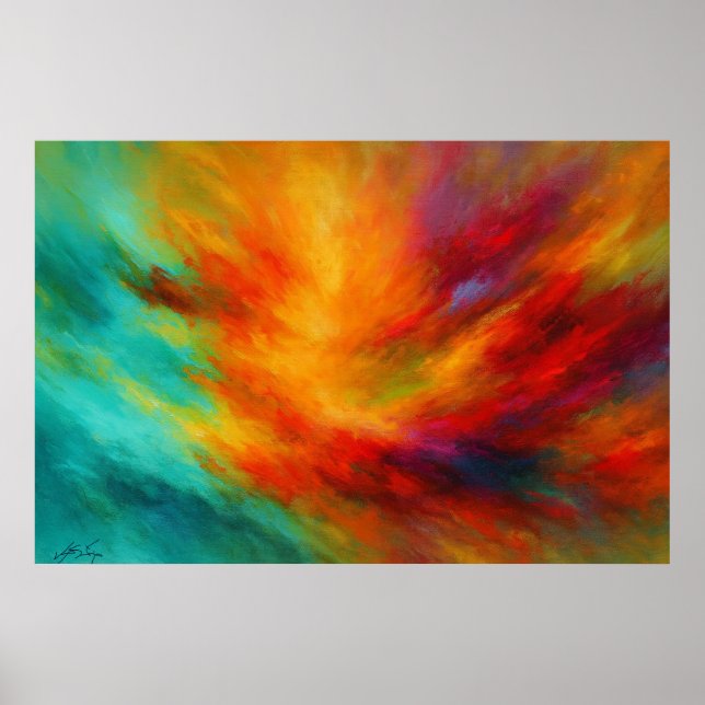 Strahlender Ausbruch Abstrakte Explosion der Farbe Poster (Vorne)