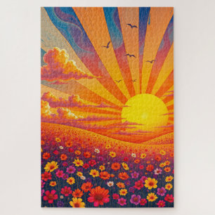 Strahlender Sonnenuntergang über weißer Landschaft