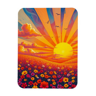 Strahlender Sonnenuntergang über weißer Landschaft Magnet
