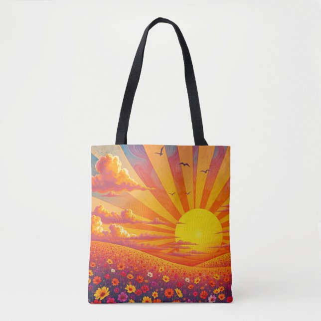 Strahlender Sonnenuntergang über weißer Landschaft Tasche (Vorderseite)