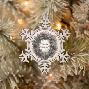 "Strahlender Weihnachtsring" Schneeflocken Zinn-Ornament