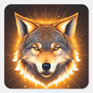 Strahlender Wolf Wildtierliebhaber-Geschenk, Kühne Quadratischer Aufkleber
