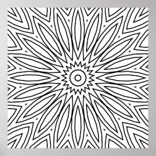 Strahlendes Blüten-Burst-Mandala-Design zum Ausmal Poster