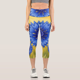 Strahlendes Blütenblatt: Kornblumenblau Capri Leggings