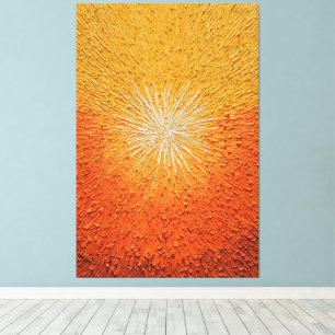 Strahlendes Gelb und Orange Burst Abstract Wall Ar Leinwanddruck
