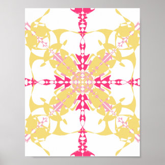 Strahlendes Gelb und Rosa geometrisches Kaleidosko Poster