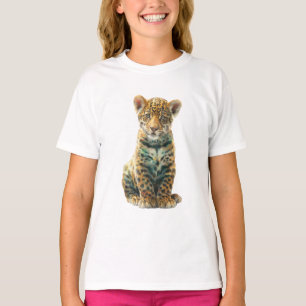 Strahlendes Glimmer-Jaguarbaby-Digitalporträt-Kuns T-Shirt
