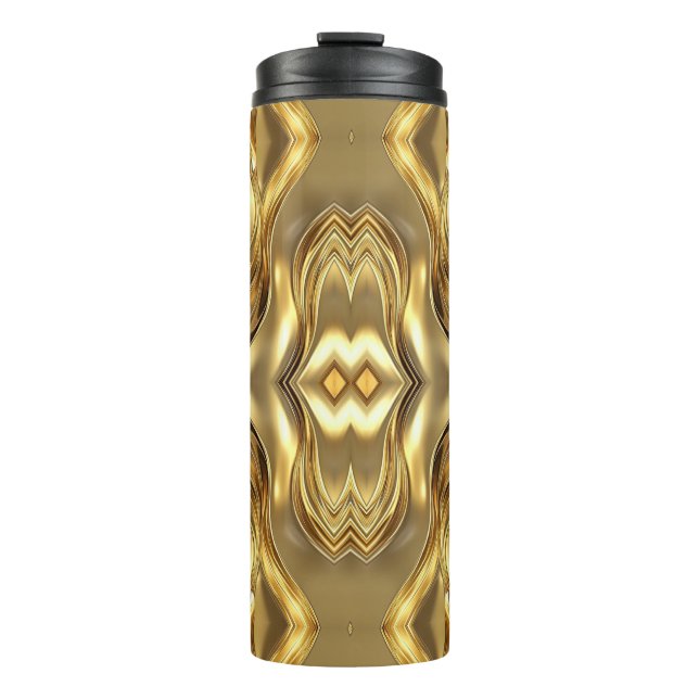Strahlendes goldenes Muster Thermosbecher (Vorderseite)