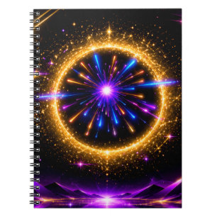 Strahlendes Kosmisches Portal Neon-Galaxie Gestr Notizblock