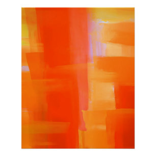 Strahlendes Orange und Gold Abstract Blocks Poster