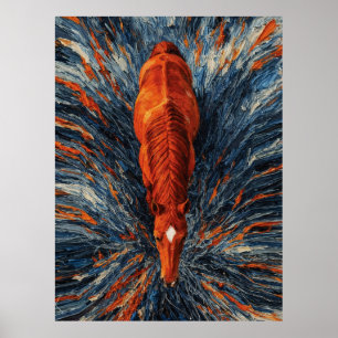 Strahlendes Pferd Draufsicht Lebendige Impasto-Abs Poster