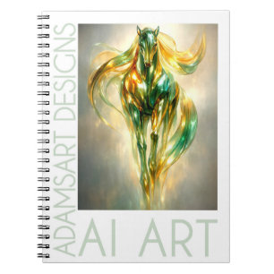 Strahlendes Smaragd-Gold-Pferd Abstrakt Metallisch Notizblock