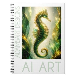 Strahlendes Smaragd-Seepferdchen Fantasy Notizblock