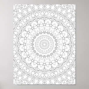 Strahlendes Sternen-Blütenblatt-Mandala-Design Poster