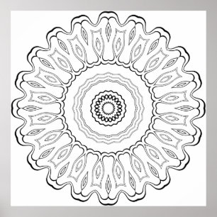 Strahlendes Tränen-Tropfen-Blütenblatt-Mandala mit Poster