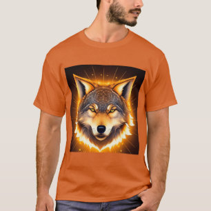 🌟 Strahlendes Wolfsgesicht, beleuchtet von golden T-Shirt