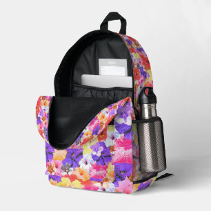 "Strahlung im Blut: Hibiskus in verkettetem Glas Bedruckter Rucksack