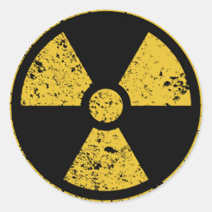 Strahlungswarnung verrostete Symbol Runder Aufkleber